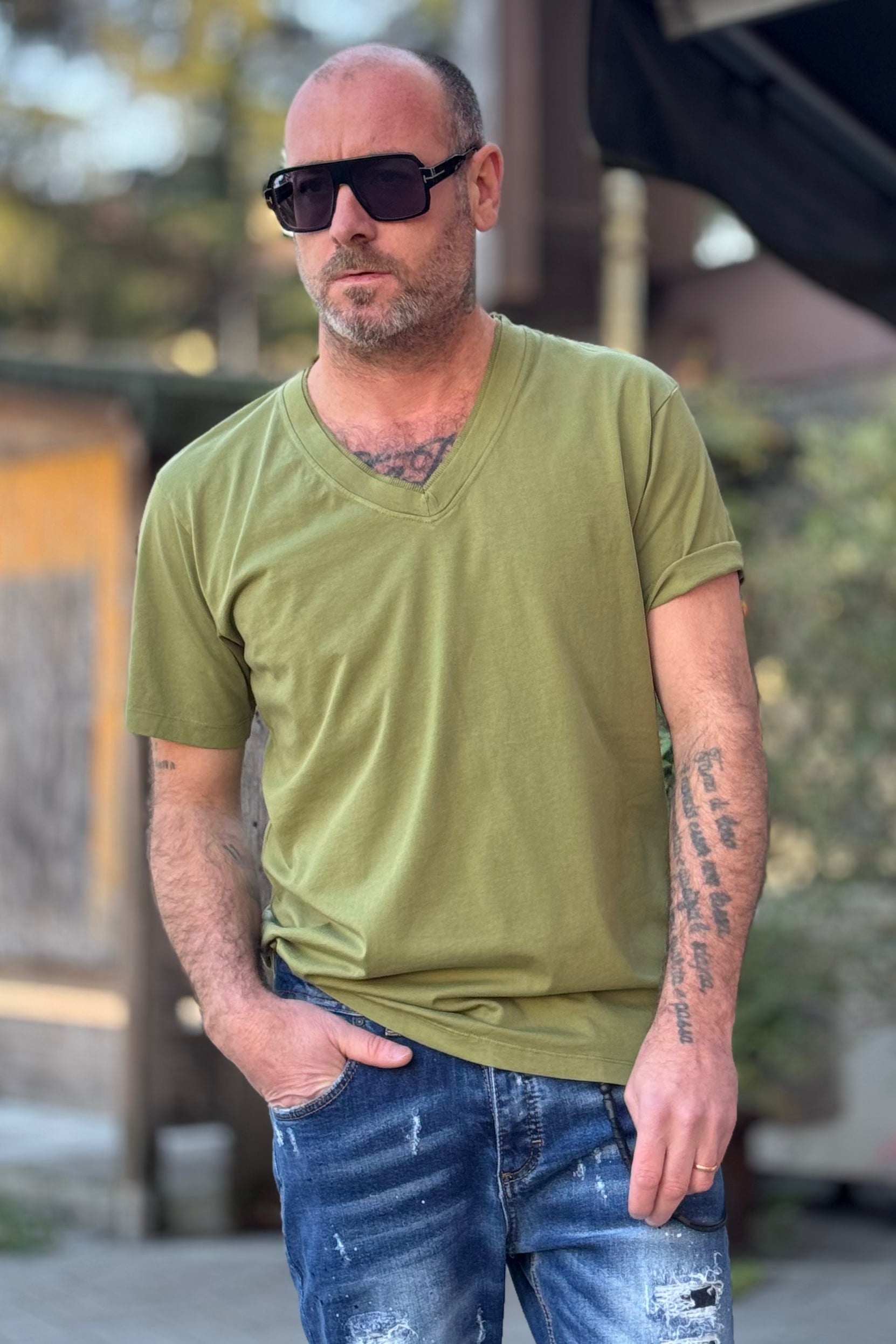 EN AVANCE TSHIRT V-NECK DOPPIO BORDO 4 COLORI