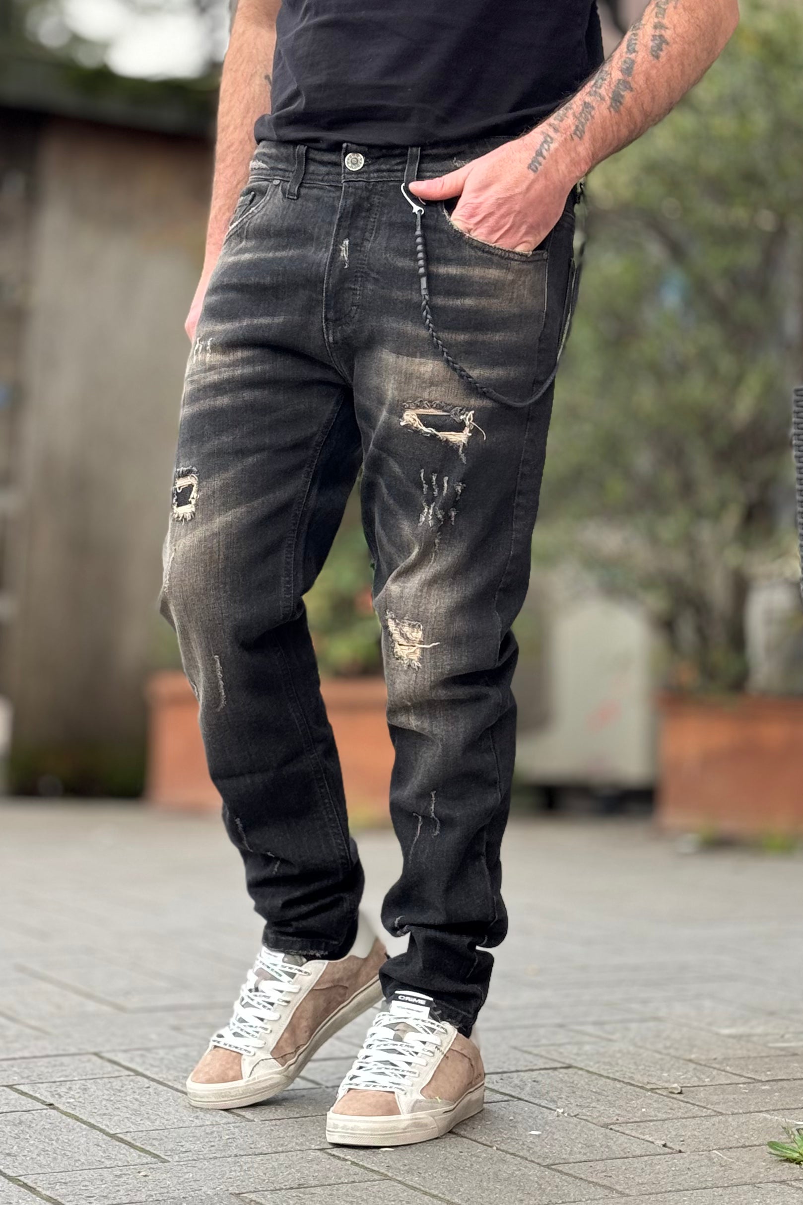 XAGON MAN JEANS CON ROTTURE E ABRASIONI