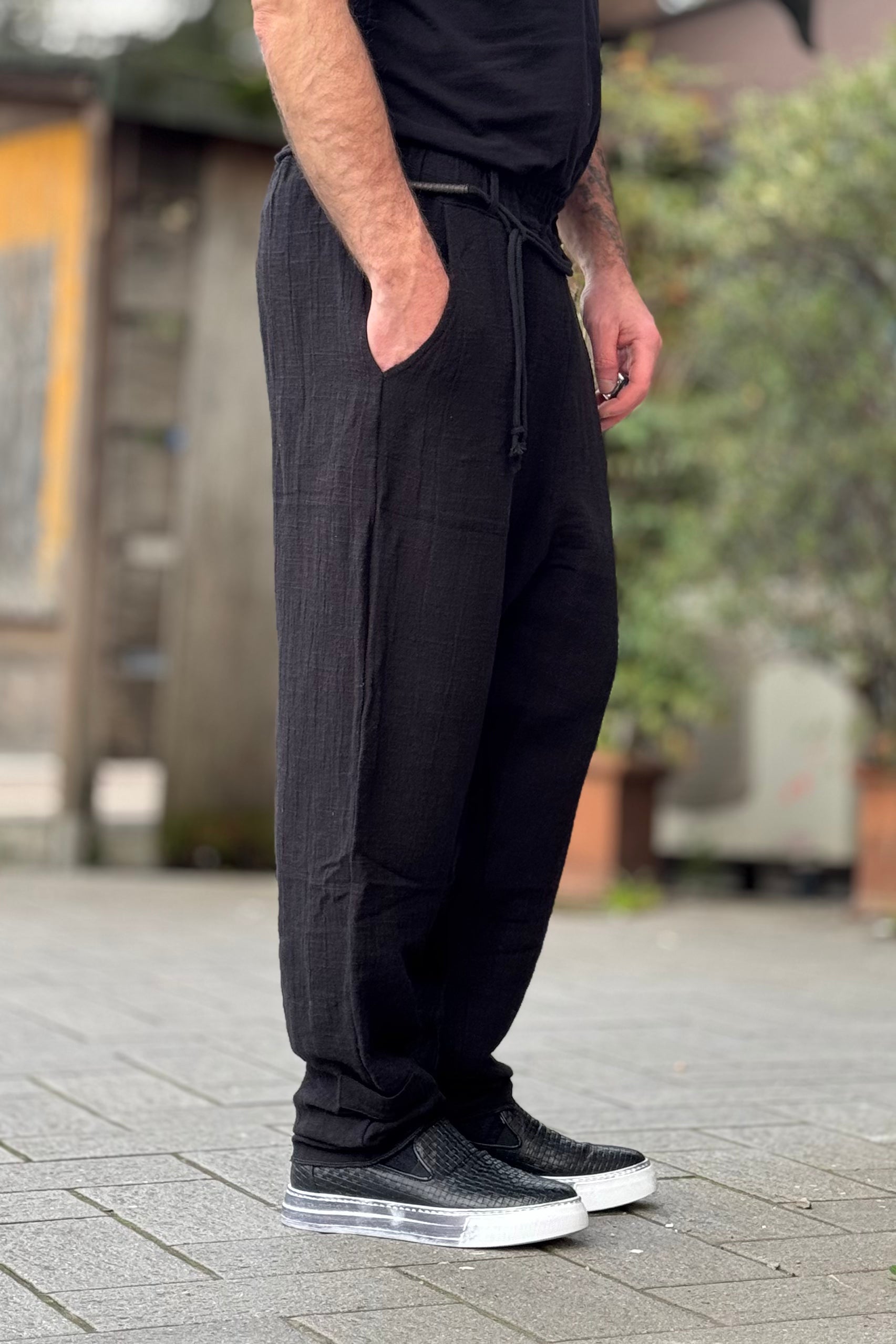 XAGON MAN PANTALONE LARGO IN LINO