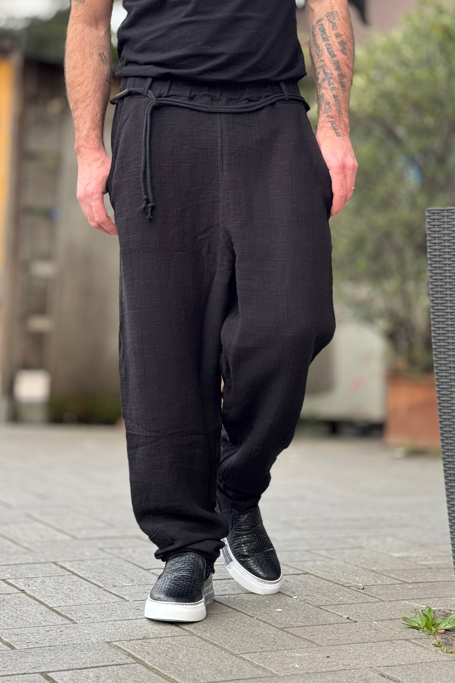 XAGON MAN PANTALONE LARGO IN LINO