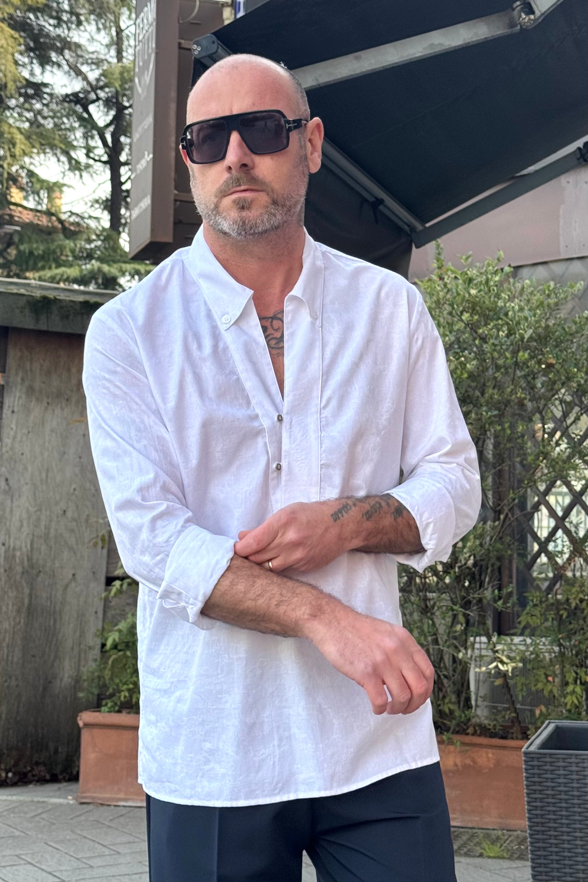 BICOLORE CAMICIA V-NECK