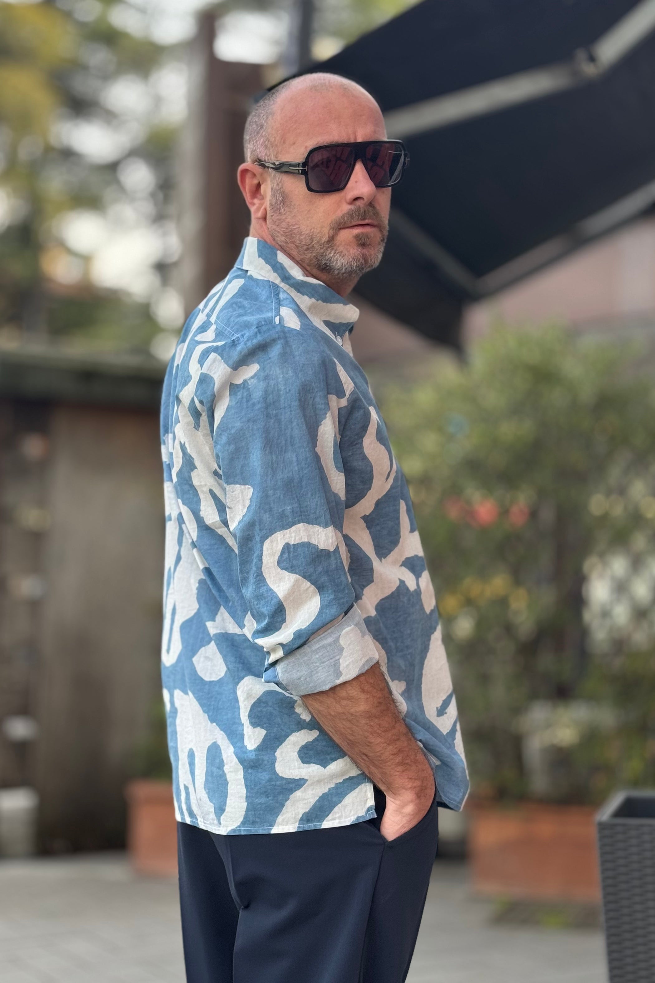 BICOLORE CAMICIA V-NECK FANTASIA