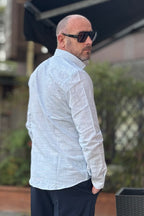 TELAMIRA CAMICIA IN COTONE E LINO SLIM RIGHE SOTTILI