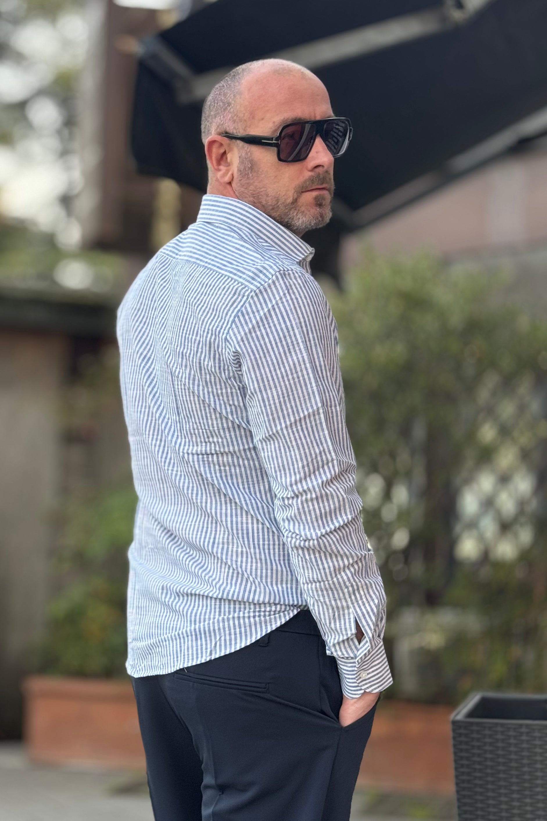 TELAMIRA CAMICIA COTONE E LINO RIGA LARGA DISPONIBILE IN 2 COLORI