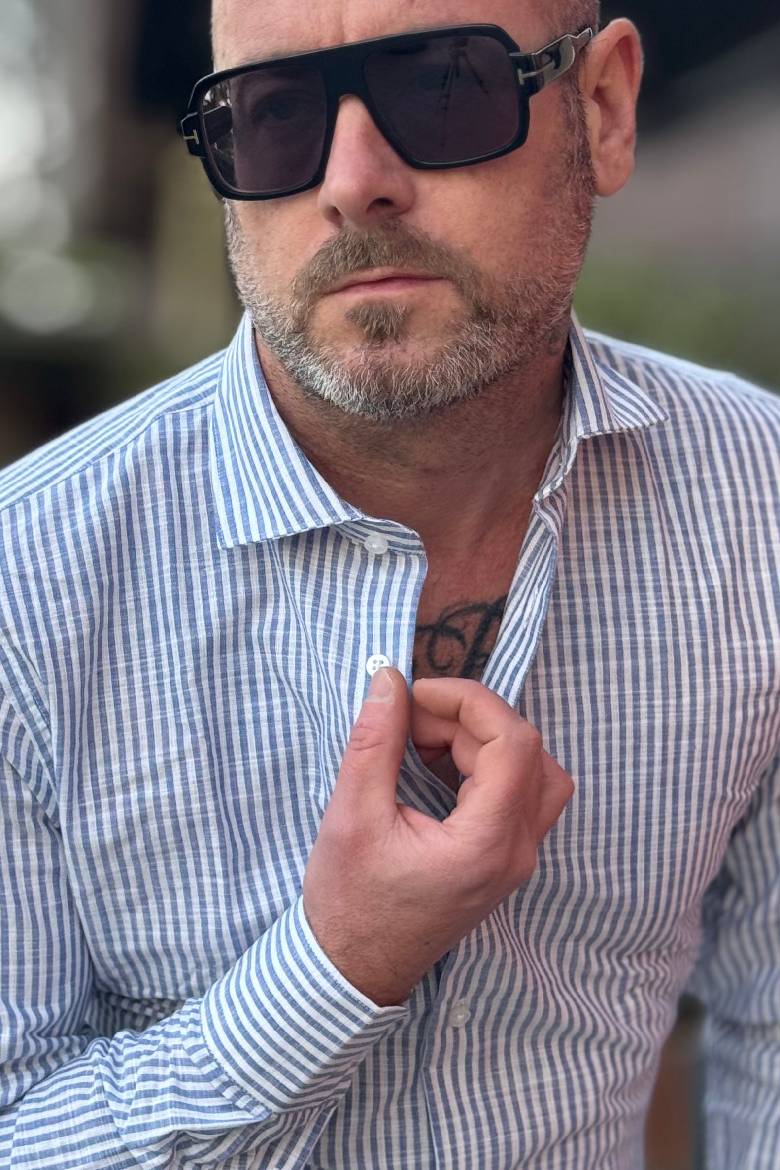 TELAMIRA CAMICIA COTONE E LINO RIGA LARGA DISPONIBILE IN 2 COLORI