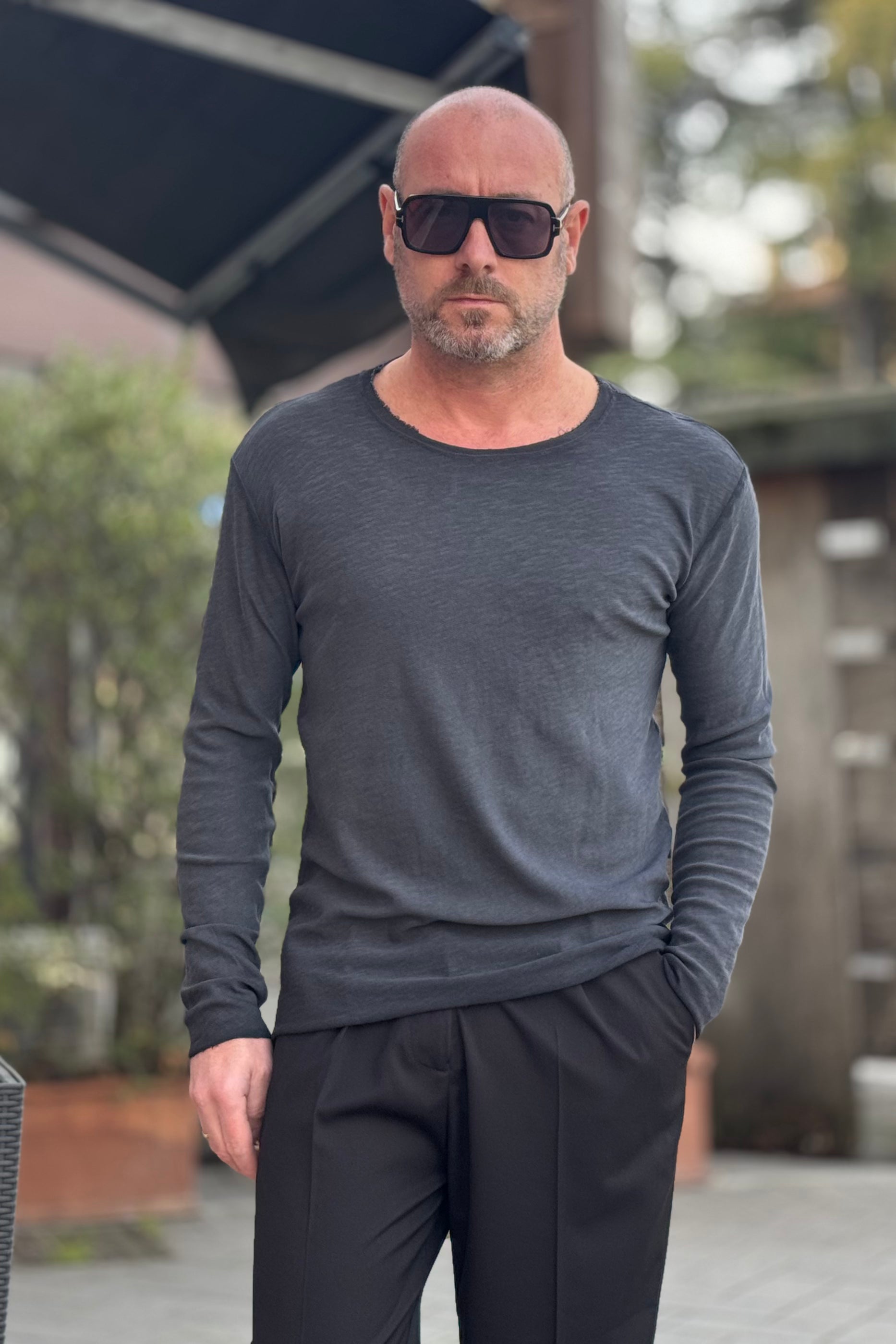 XAGON MAN TSHIRT FIAMMATA MANICA LUNGA CON CUCITURA CENTRALE DIETRO