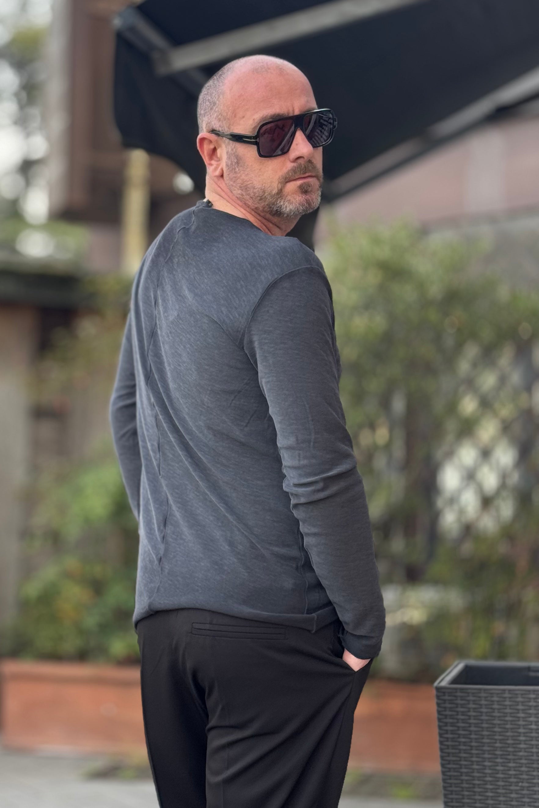 XAGON MAN TSHIRT FIAMMATA MANICA LUNGA CON CUCITURA CENTRALE DIETRO