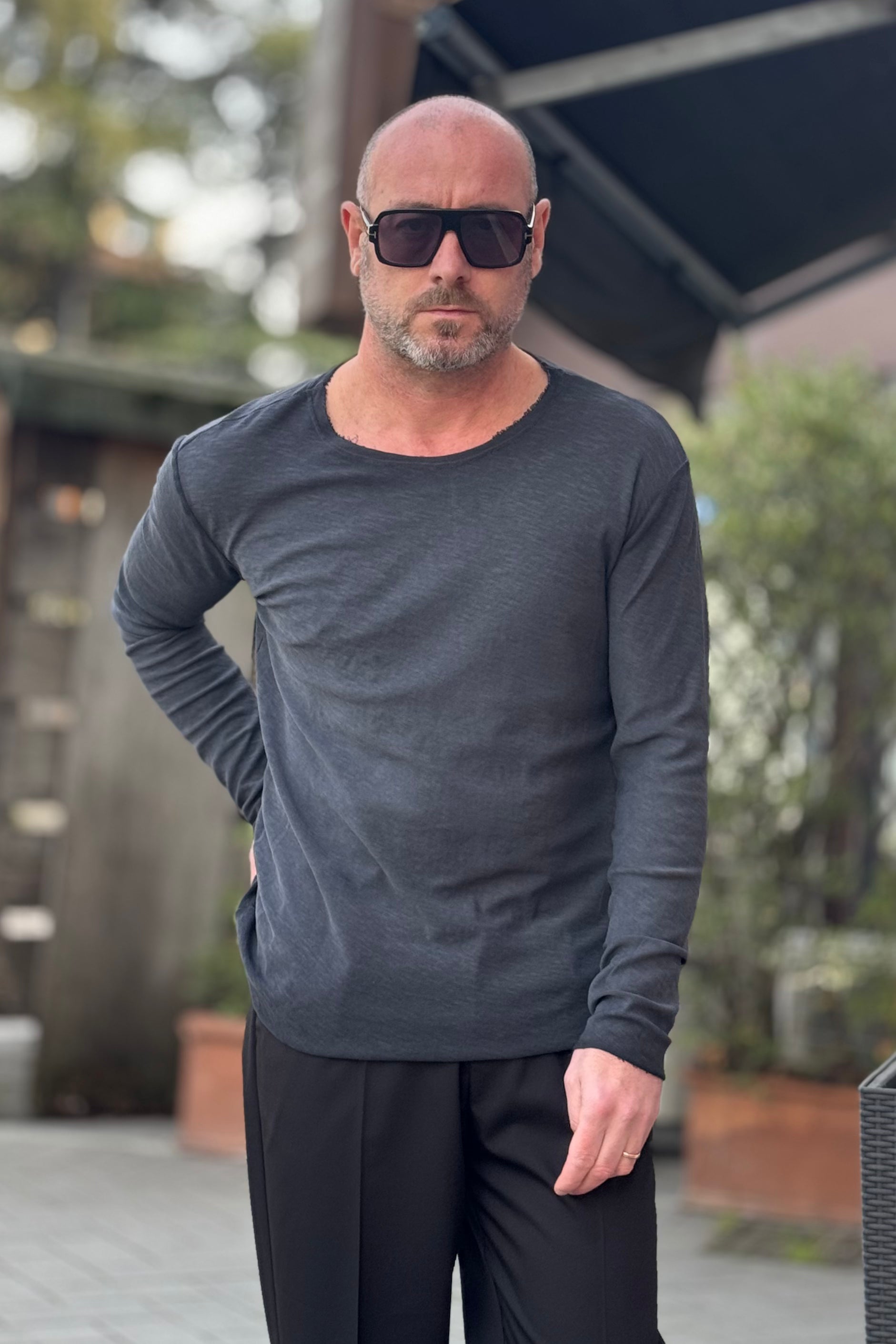 XAGON MAN TSHIRT FIAMMATA MANICA LUNGA CON CUCITURA CENTRALE DIETRO