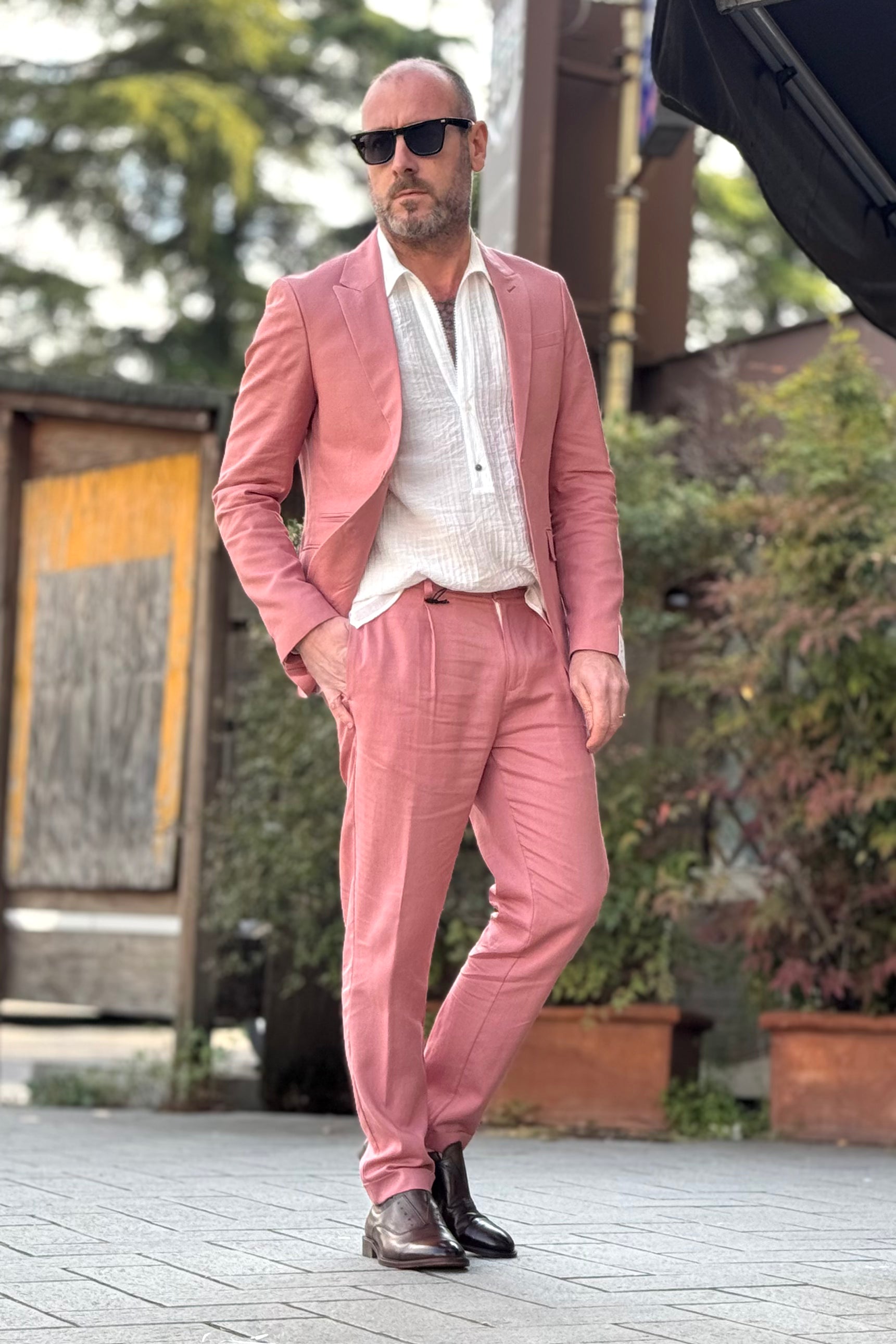 BICOLORE ABITO MONOPETTO IN LINO DISPONIBILE IN 3 COLORI