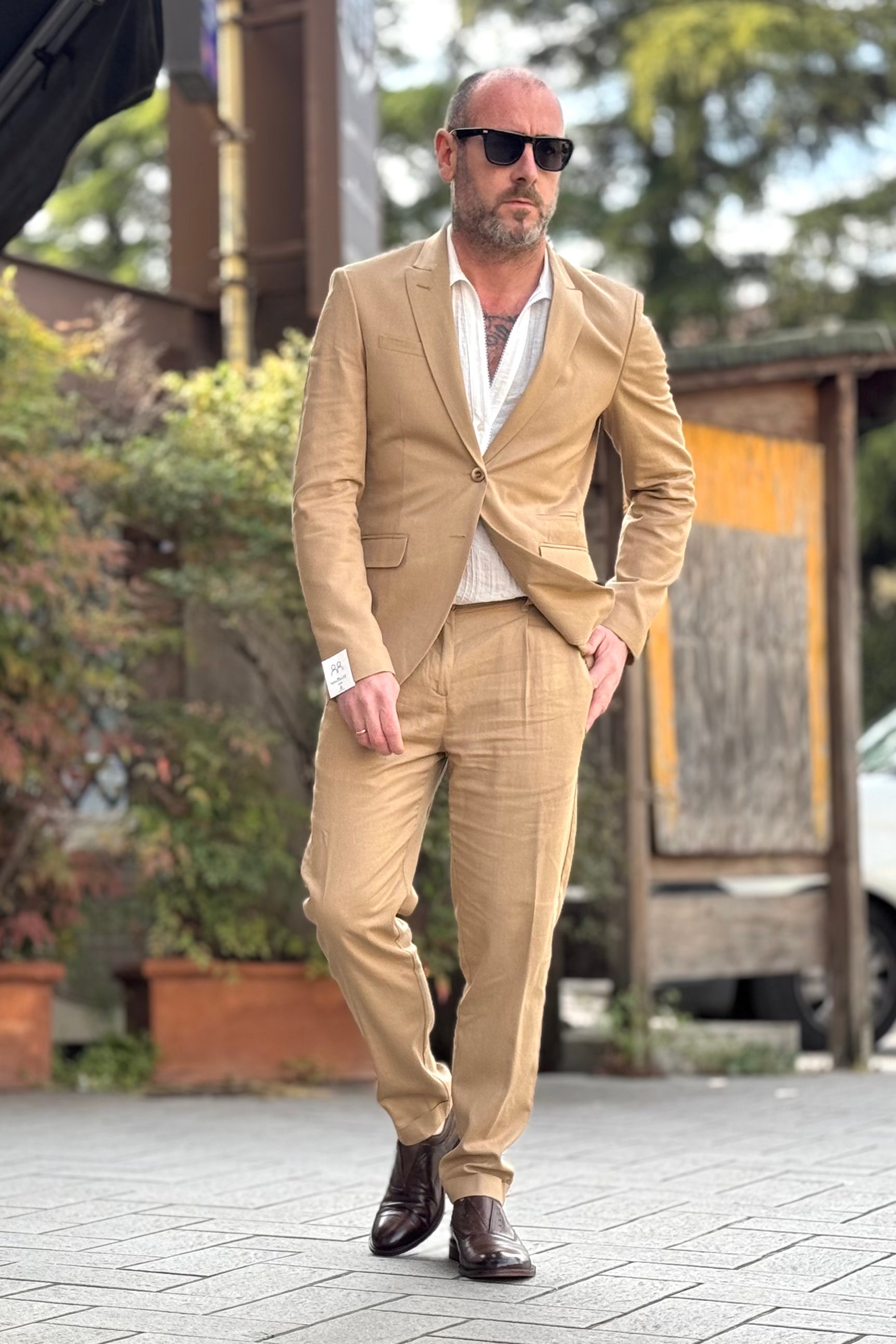 BICOLORE ABITO MONOPETTO IN LINO DISPONIBILE IN 3 COLORI