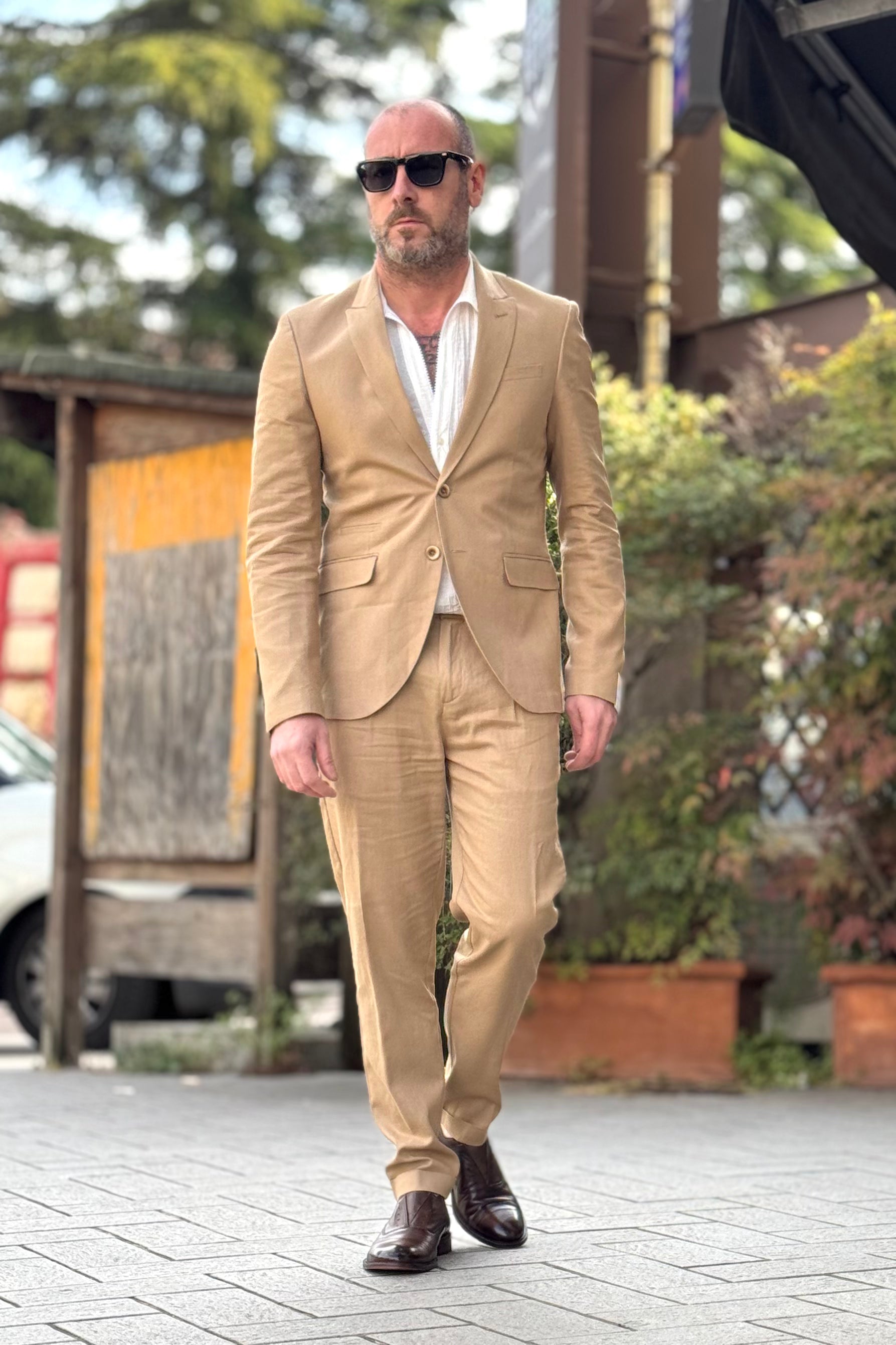 BICOLORE ABITO MONOPETTO IN LINO DISPONIBILE IN 3 COLORI