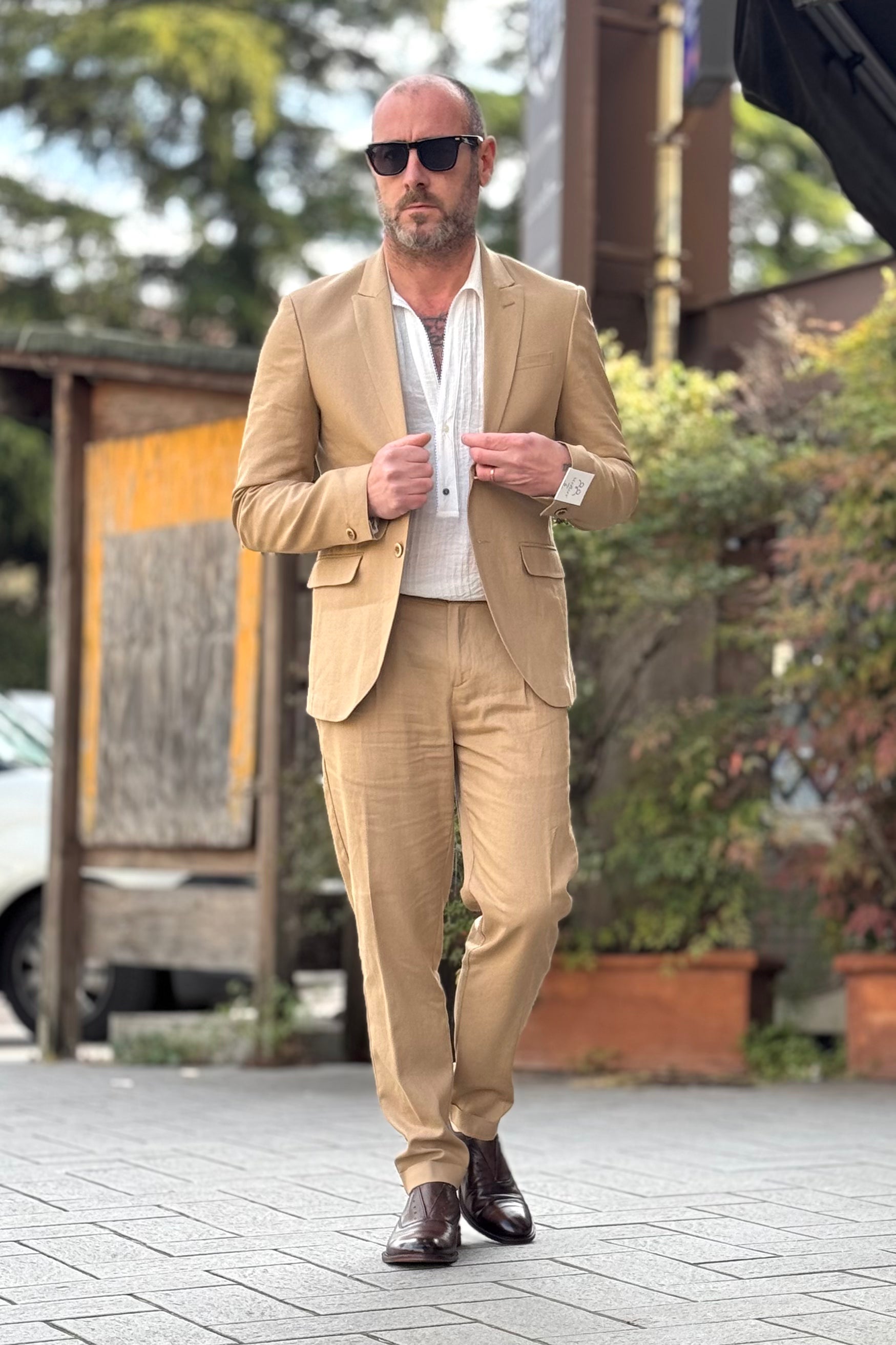 BICOLORE ABITO MONOPETTO IN LINO DISPONIBILE IN 3 COLORI