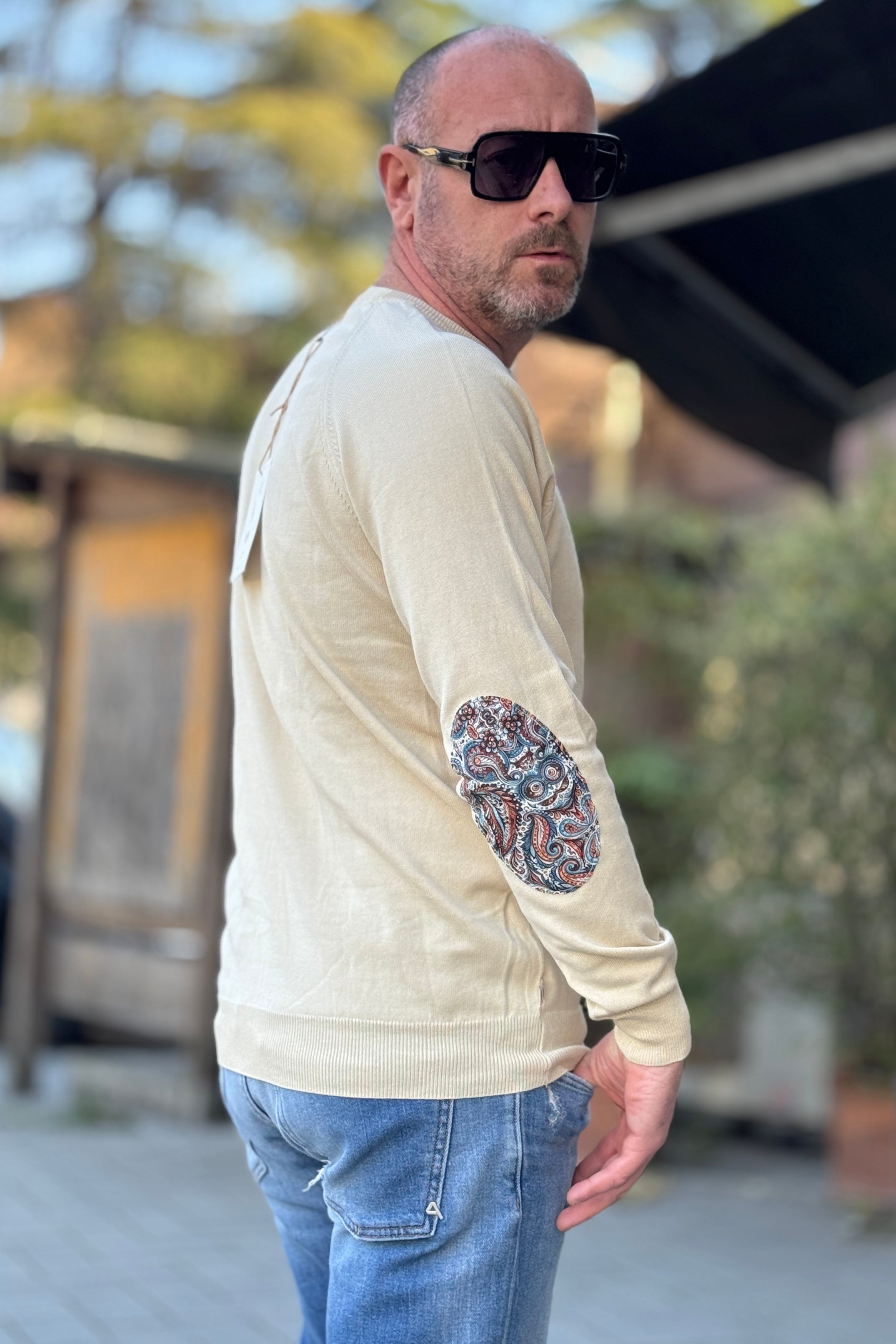 V2 MAGLIA GIROCOLLO CON TOPPE GOMITO 4 COLORI DISPONIBILI