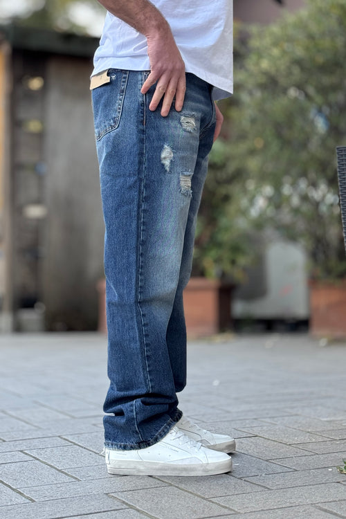 727 JEANS CON ROTTURE E ABRASIONI