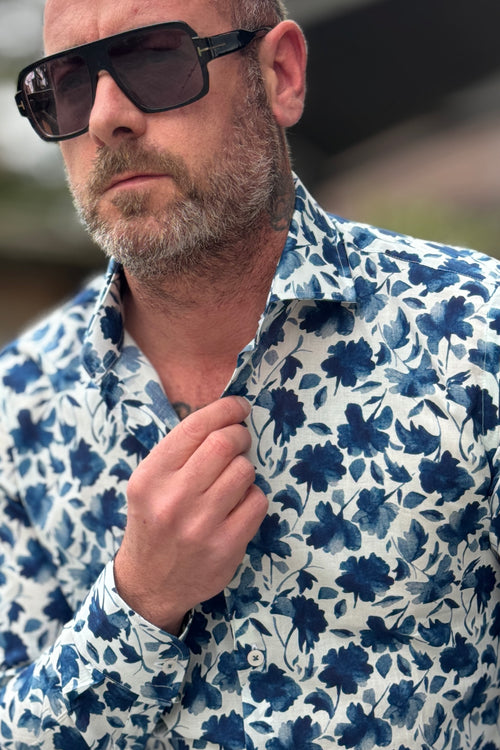 ALESSANDRO LAMURA CAMICIA FLOREALE COLLO FRANCIA