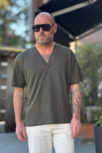 PIGNATELLI LINEA OMNIA TSHIRT V-NECK IN 100% LINO