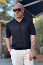 PIGNATELLI LINEA OMNIA MAGLIA V-NECK IN 100% SETA DISPONIBILE IN 2 COLORI