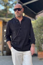 BICOLORE CAMICIA RELAXED COLORE NERO