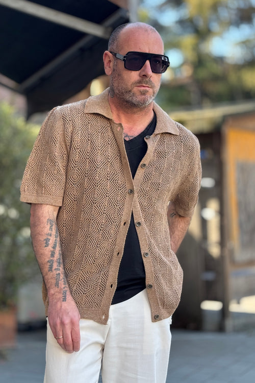 BICOLORE CARDIGAN POLO TRAMA DISPONIBILE IN 2 COLORI