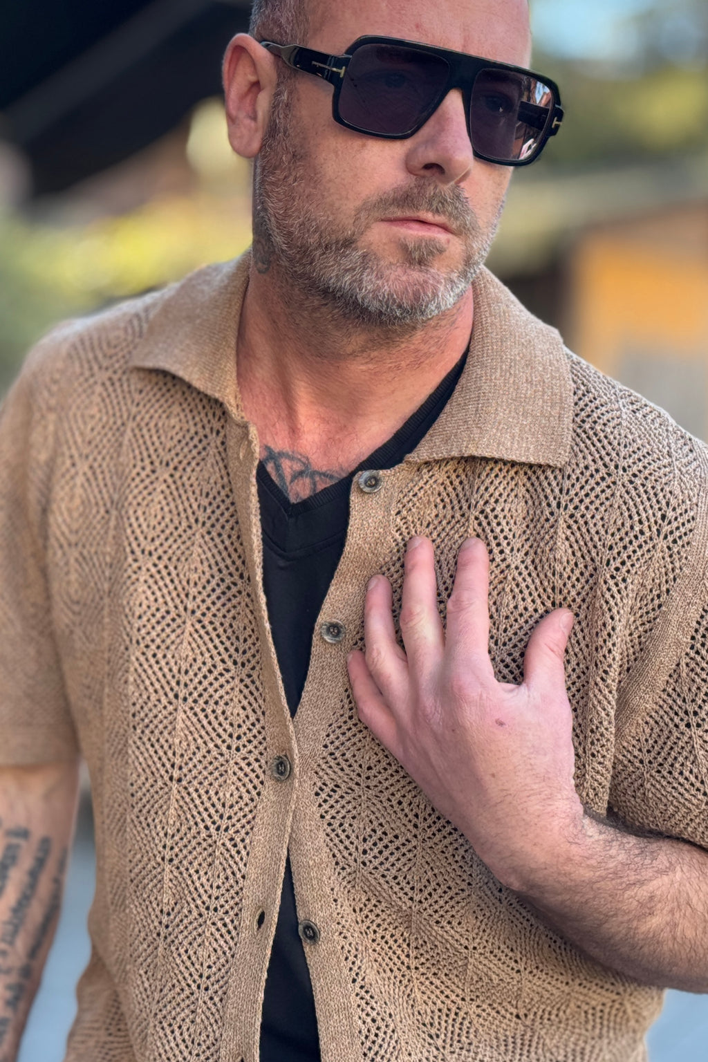 BICOLORE CARDIGAN POLO TRAMA DISPONIBILE IN 2 COLORI