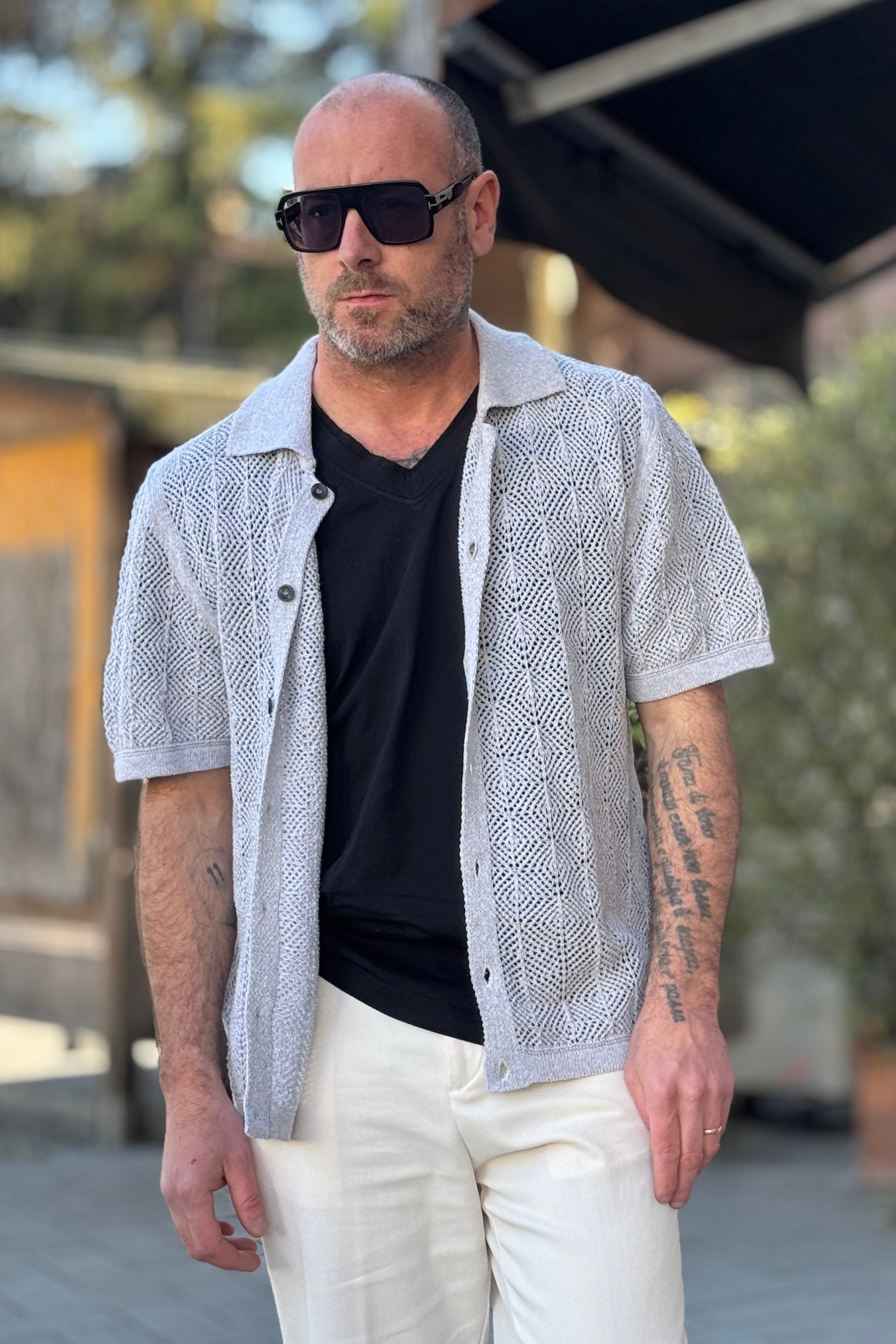 BICOLORE CARDIGAN POLO TRAMA DISPONIBILE IN 2 COLORI
