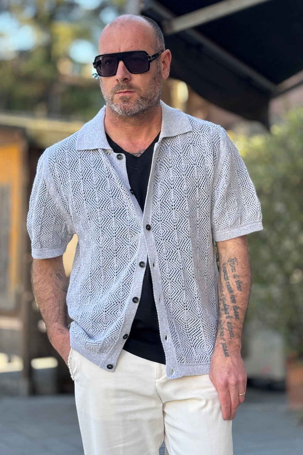 BICOLORE CARDIGAN POLO TRAMA DISPONIBILE IN 2 COLORI