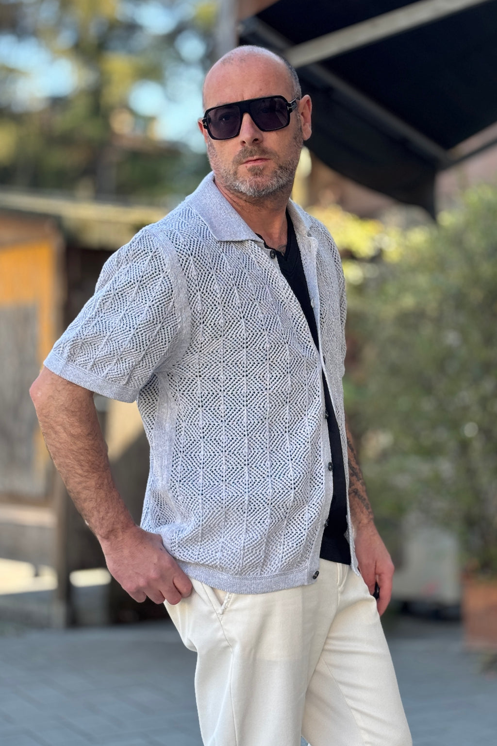 BICOLORE CARDIGAN POLO TRAMA DISPONIBILE IN 2 COLORI