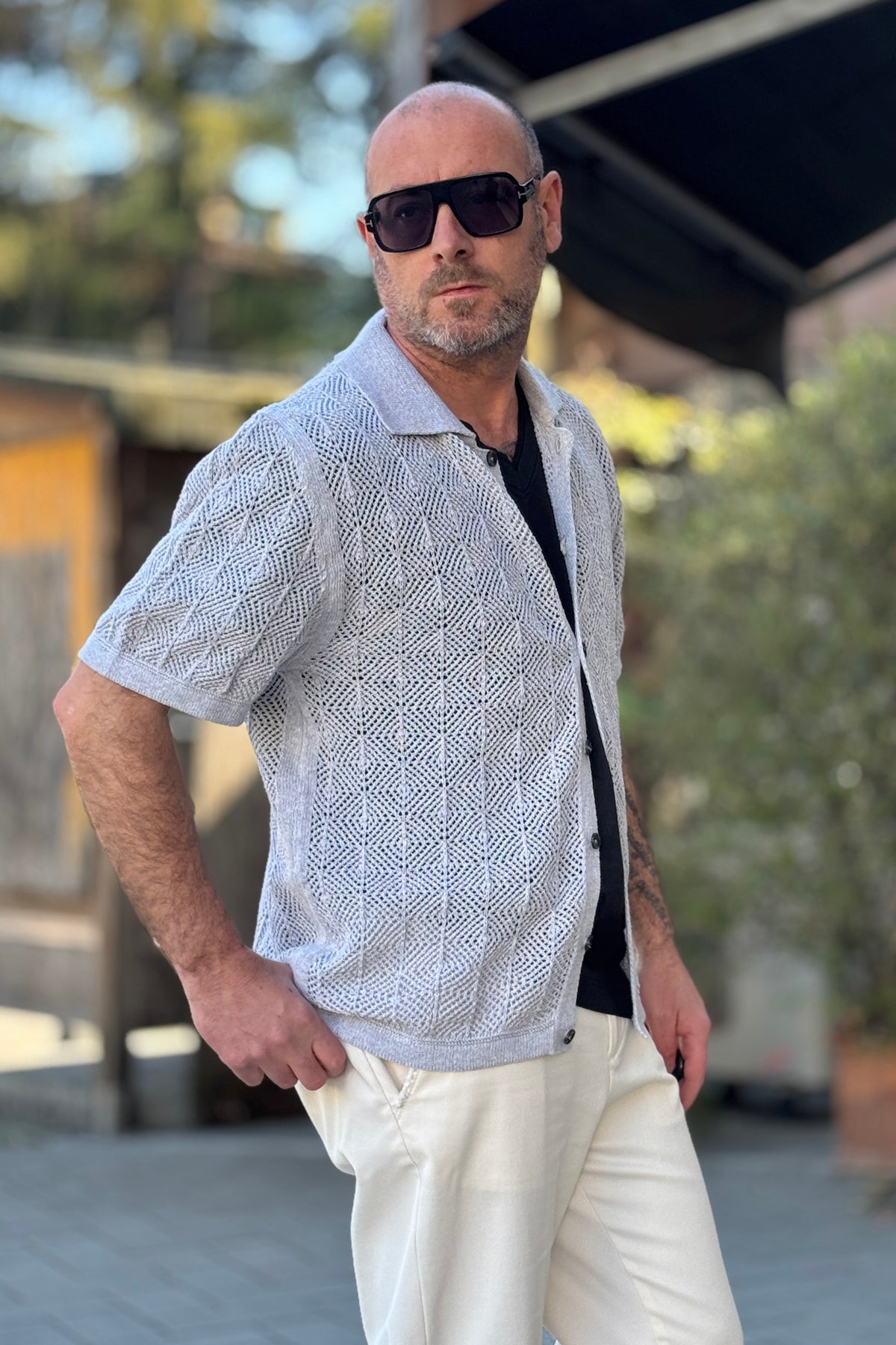 BICOLORE CARDIGAN POLO TRAMA DISPONIBILE IN 2 COLORI