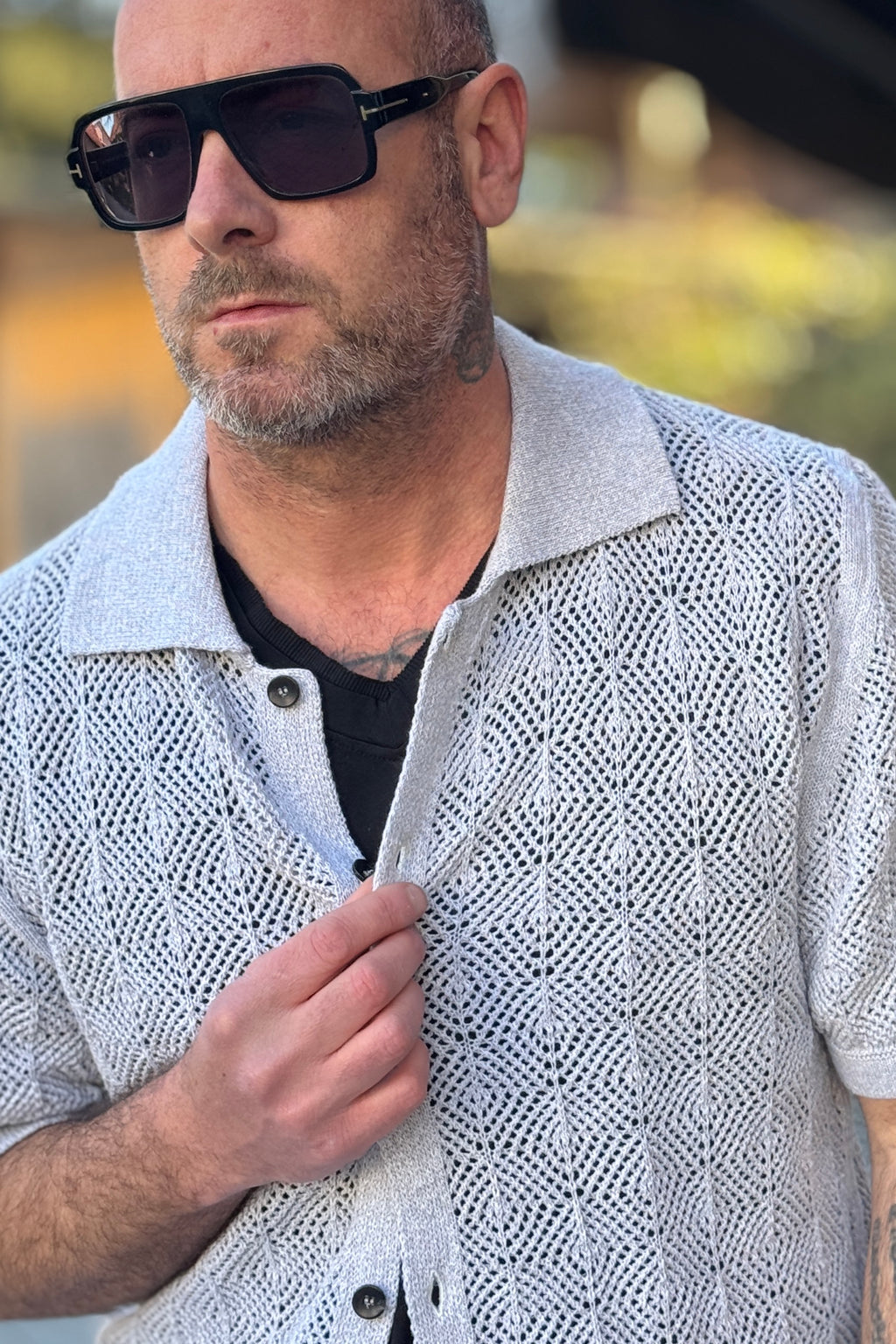 BICOLORE CARDIGAN POLO TRAMA DISPONIBILE IN 2 COLORI