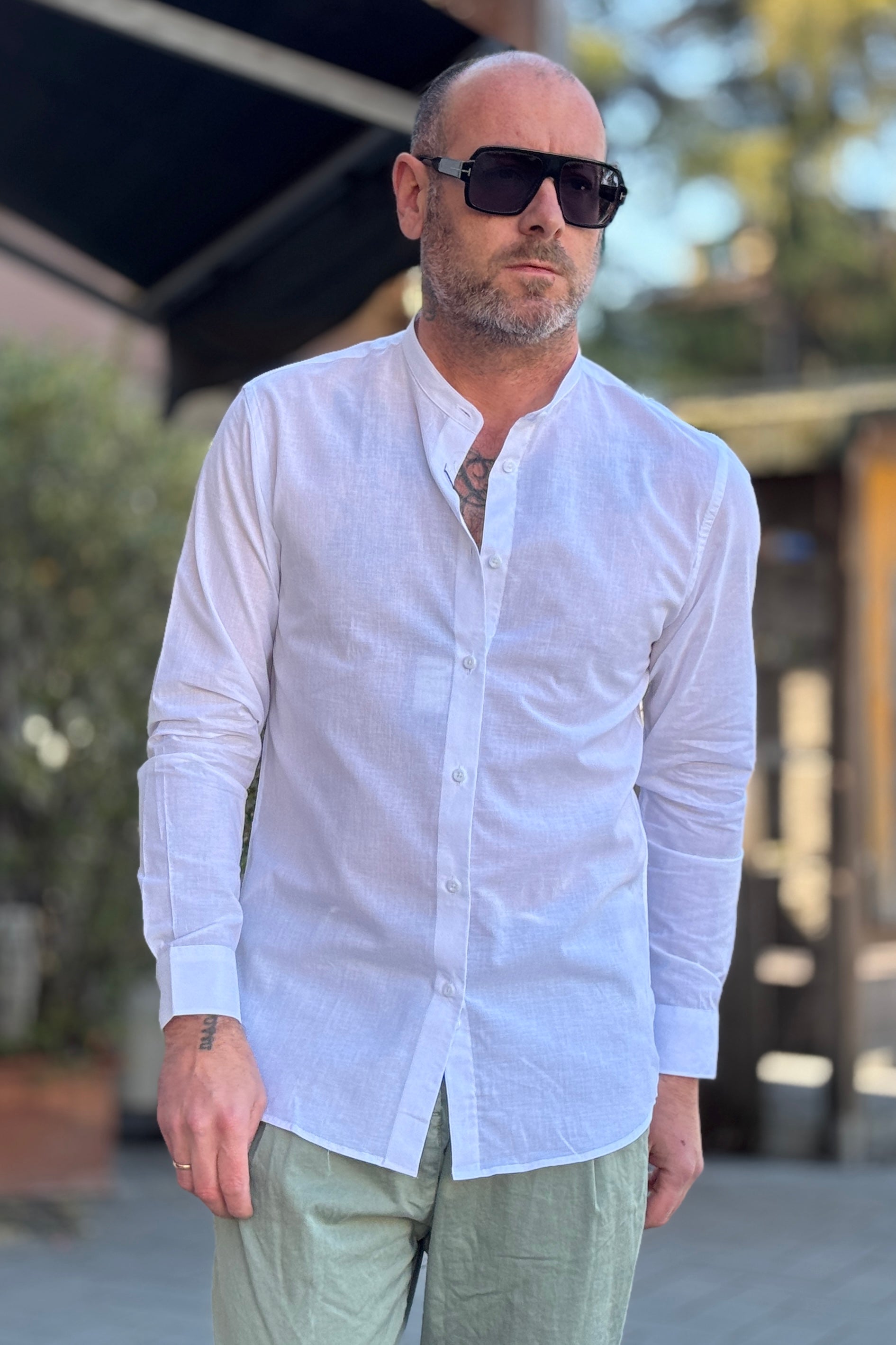 TELAMIRA CAMICIA IN MUSSOLA COLLETTO COREANO DISPONIBILE IN DUE COLORAZIONI