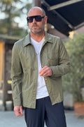 BICOLORE CAMICIA ECO PELLE COLORE MILITARE