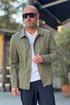 BICOLORE CAMICIA ECO PELLE COLORE MILITARE