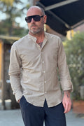 ALESSANDRO LAMURA CAMICIA IN POPELINE COLLO COREA A RIGHE