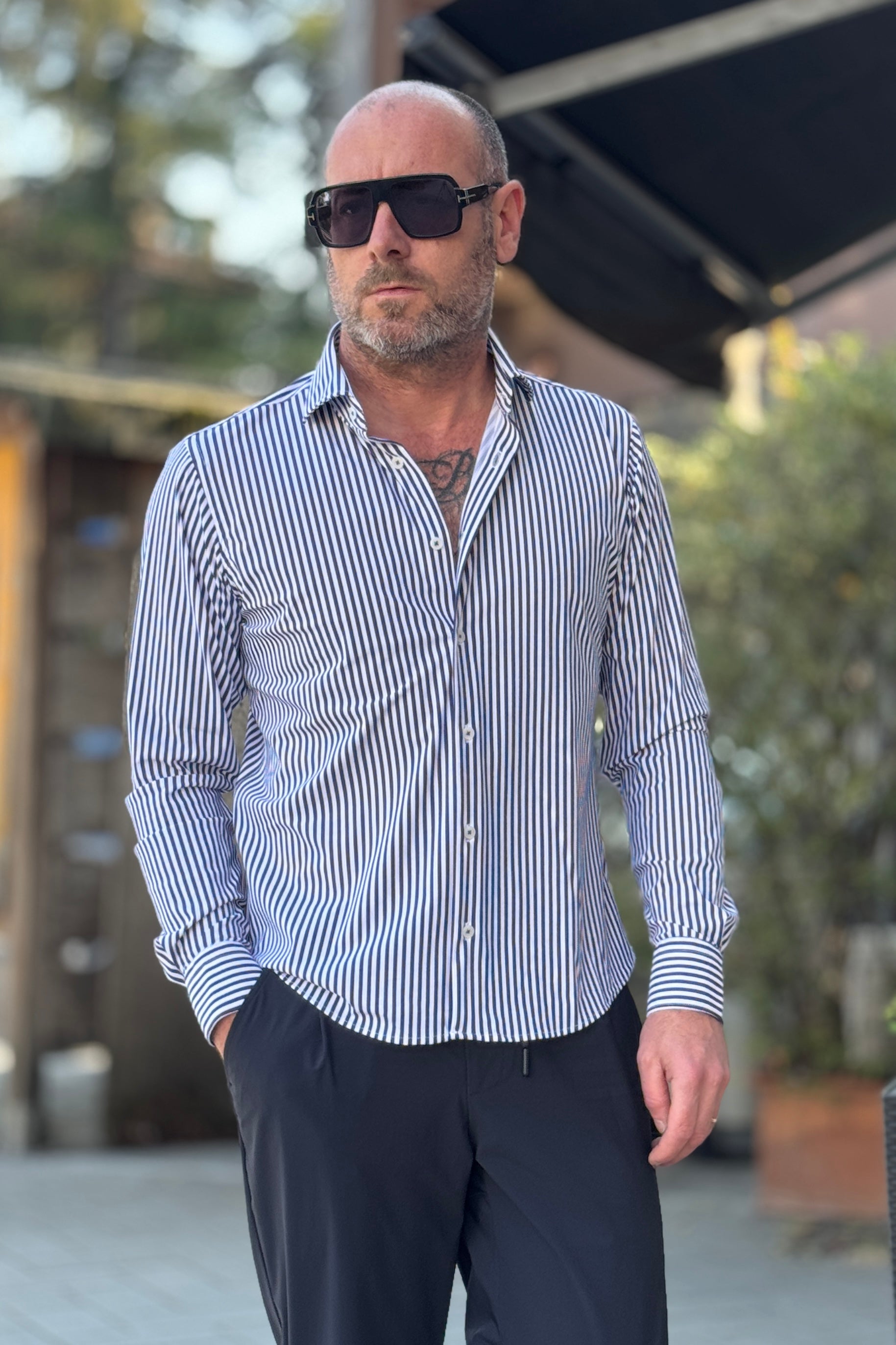 ALESSANDRO LAMURA CAMICIA NO-STIRO A RIGHE