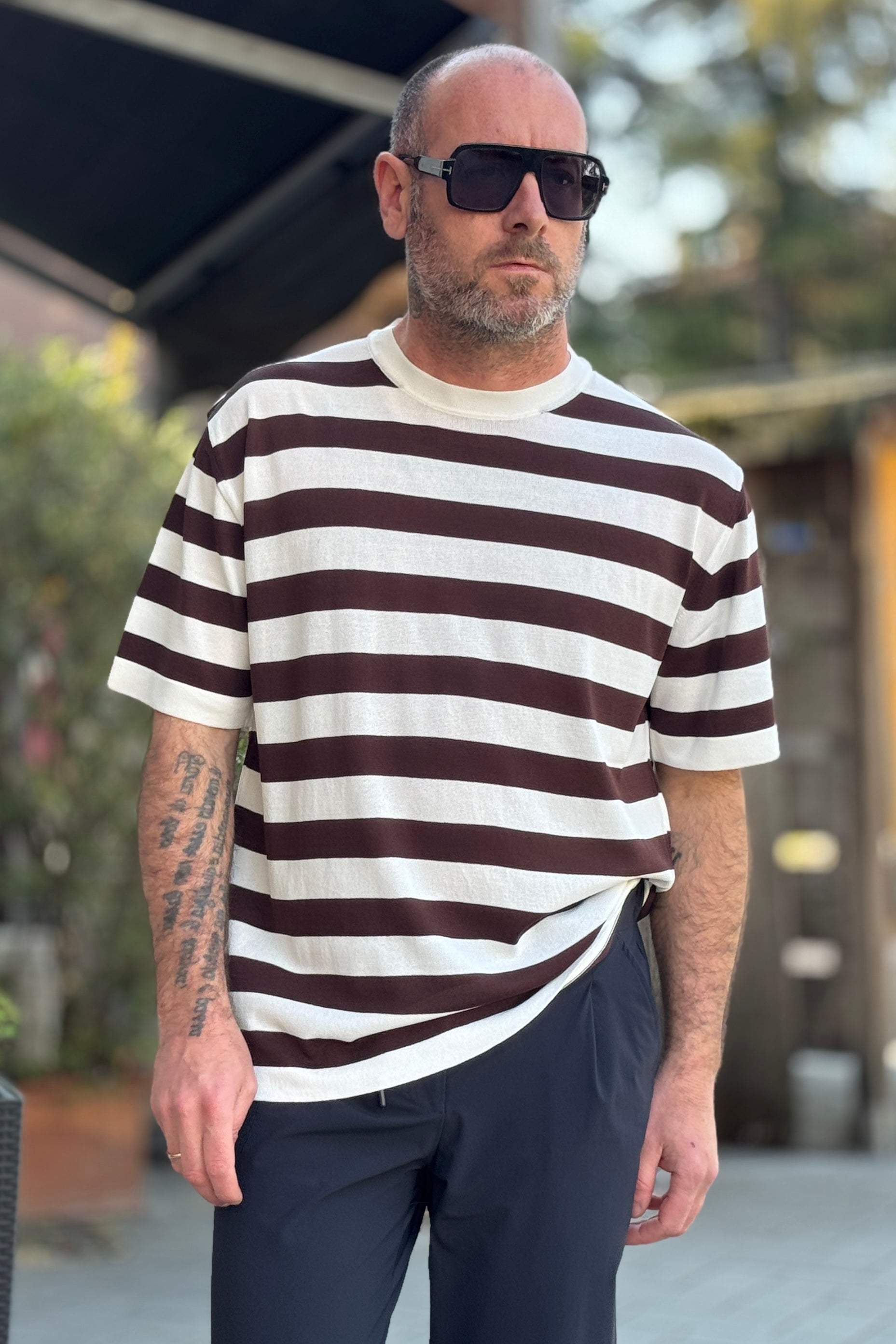 PIGNATELLI LINEA OMNIA MAGLIA GIROCOLLO IN CREEP RIGHE