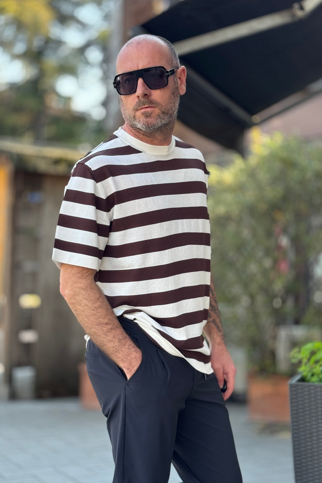 PIGNATELLI LINEA OMNIA MAGLIA GIROCOLLO IN CREEP RIGHE