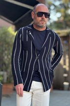 V2 GIACCA A RIGHE IN MAGLIA COLORE BLU