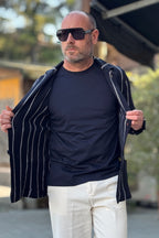 V2 GIACCA A RIGHE IN MAGLIA COLORE BLU
