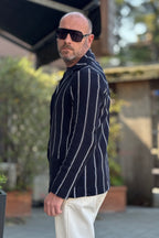V2 GIACCA A RIGHE IN MAGLIA COLORE BLU