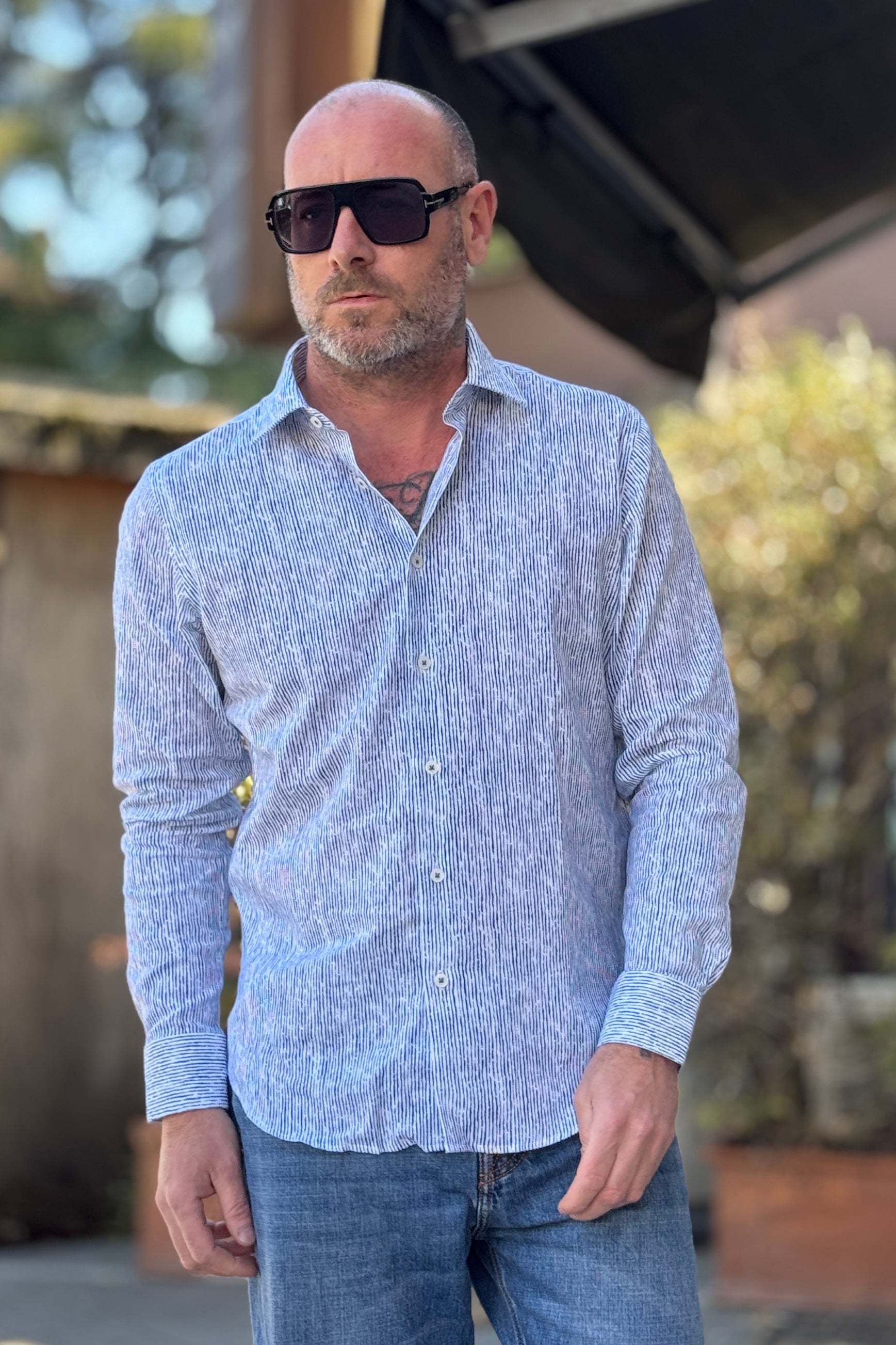 ALESSANDRO LAMURA CAMICIA RIGHE COLLO FRANCIA