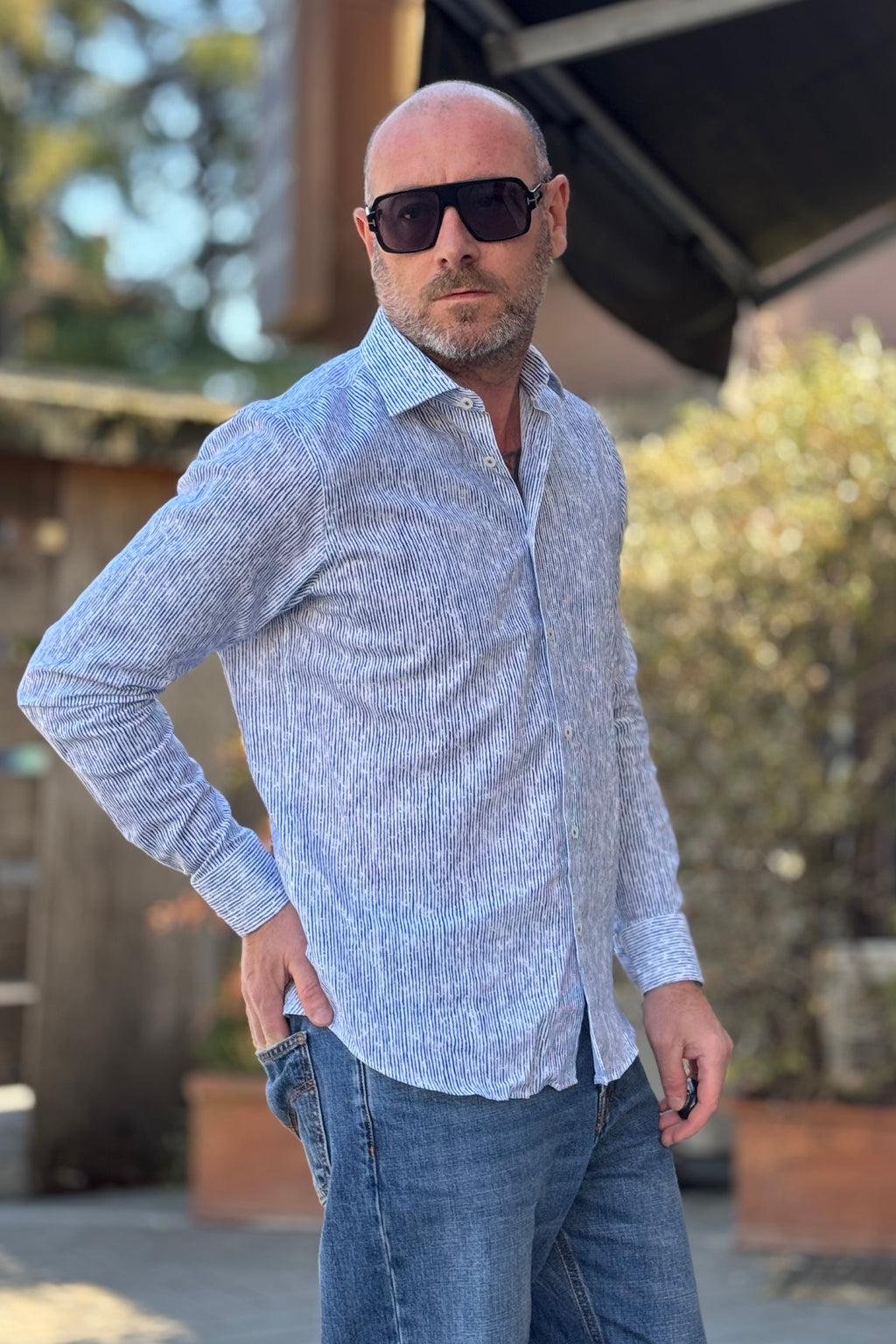 ALESSANDRO LAMURA CAMICIA RIGHE COLLO FRANCIA