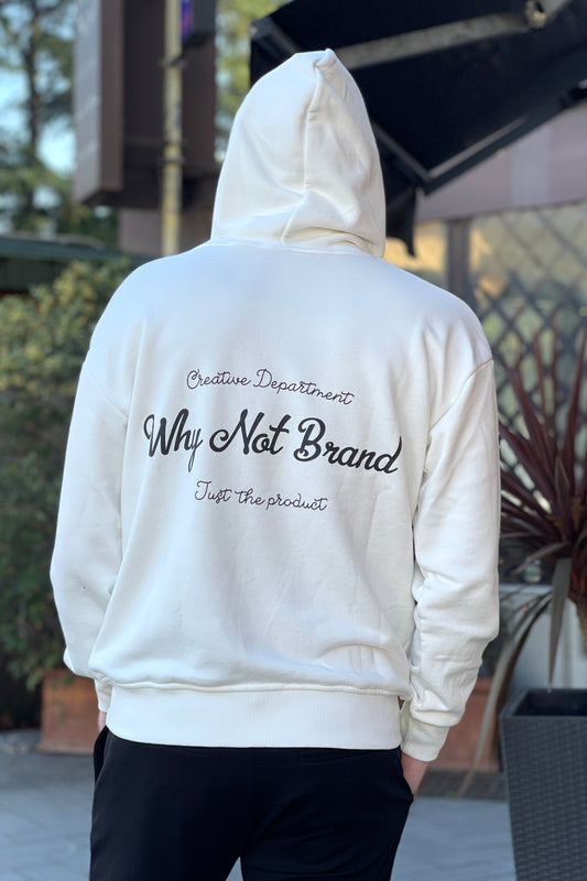 Why not brand FL-18 brushed hoodie with logo on the back white color